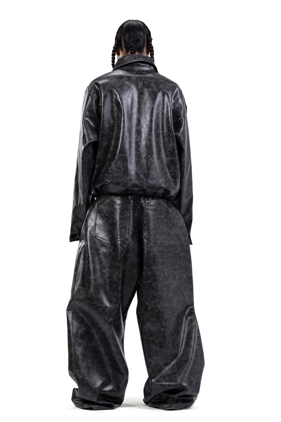 WASHED EFFECT LEATHER PANTS