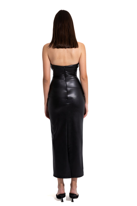 LEATHER MIDI DRESS