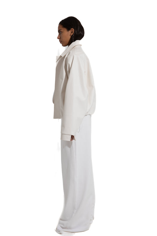 OVERSIZED LEATHER JACKET IN WHITE