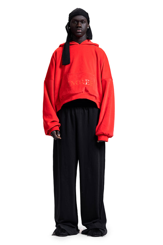DOUBLE-LINED YMREE VELOUR HOODIE IN SCARLET