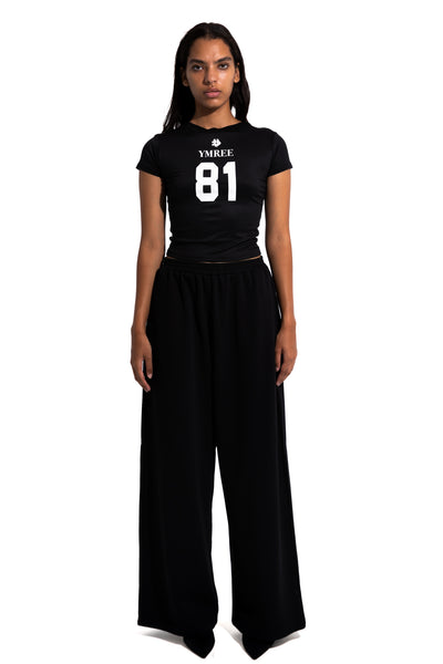 OVERSIZED SWEATS WITH MONOGRAM EMBROIDERY IN BLACK
