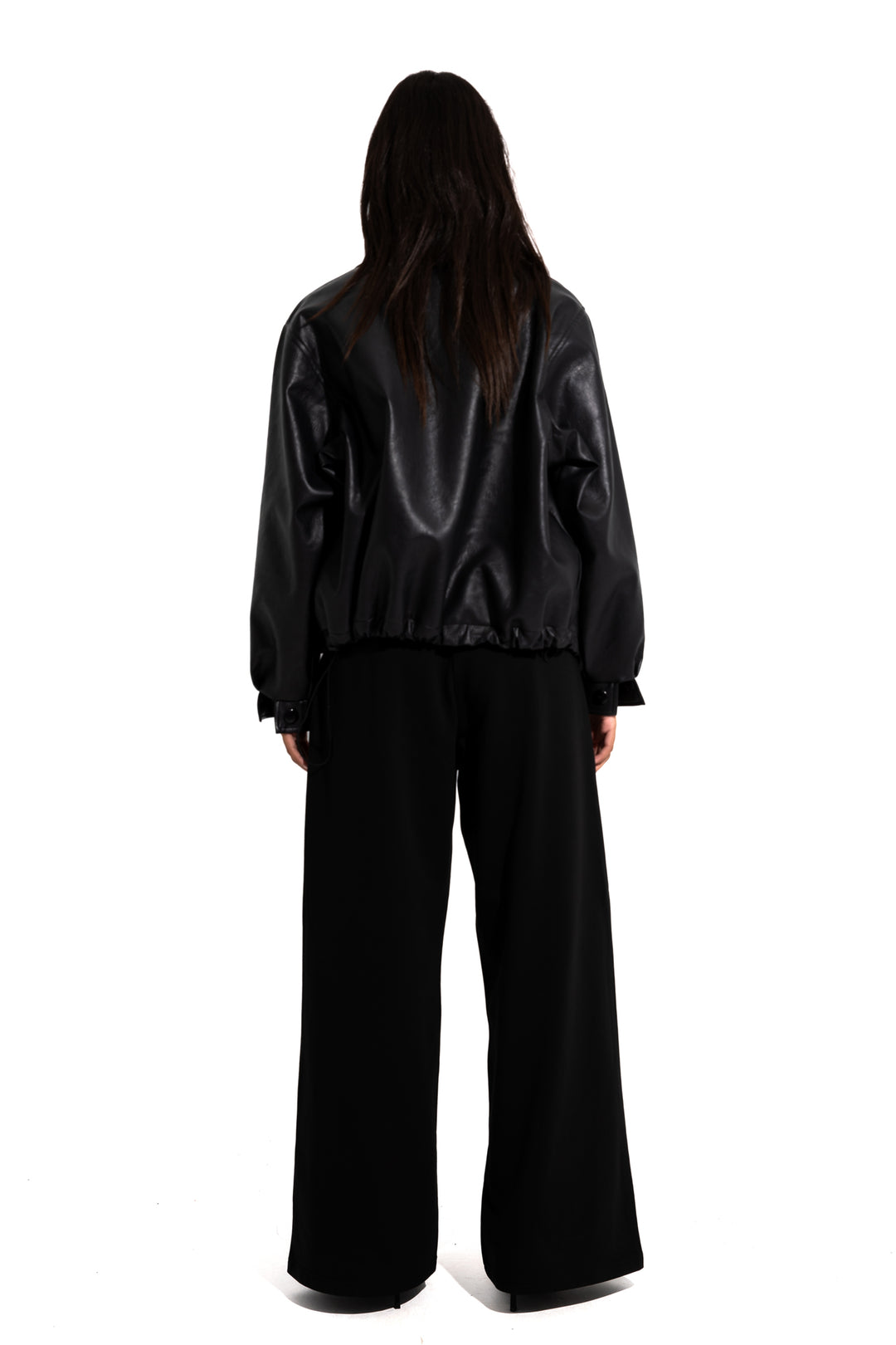 OVERSIZED LEATHER JACKET IN BLACK