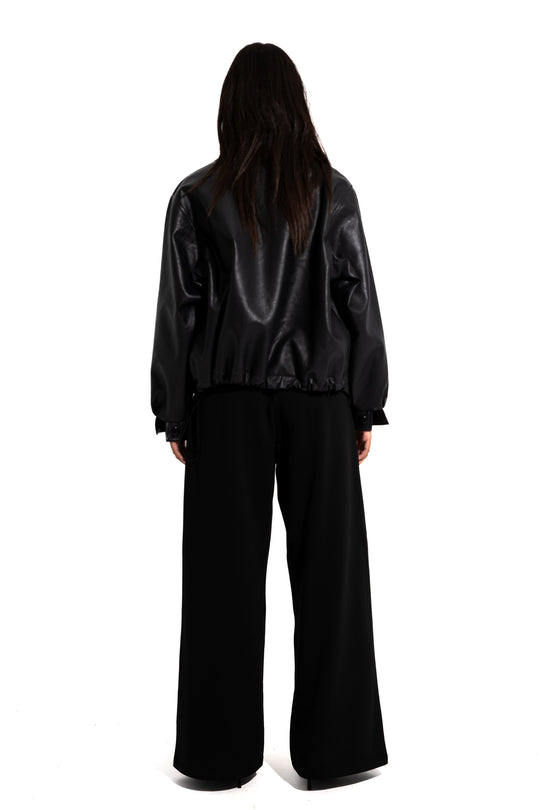 OVERSIZED LEATHER JACKET IN BLACK