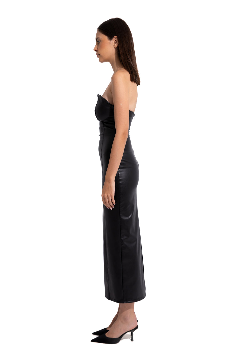 LEATHER MIDI DRESS