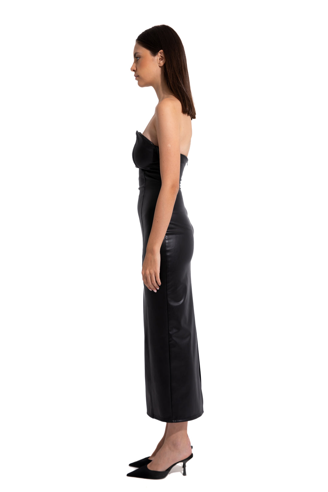 LEATHER MIDI DRESS