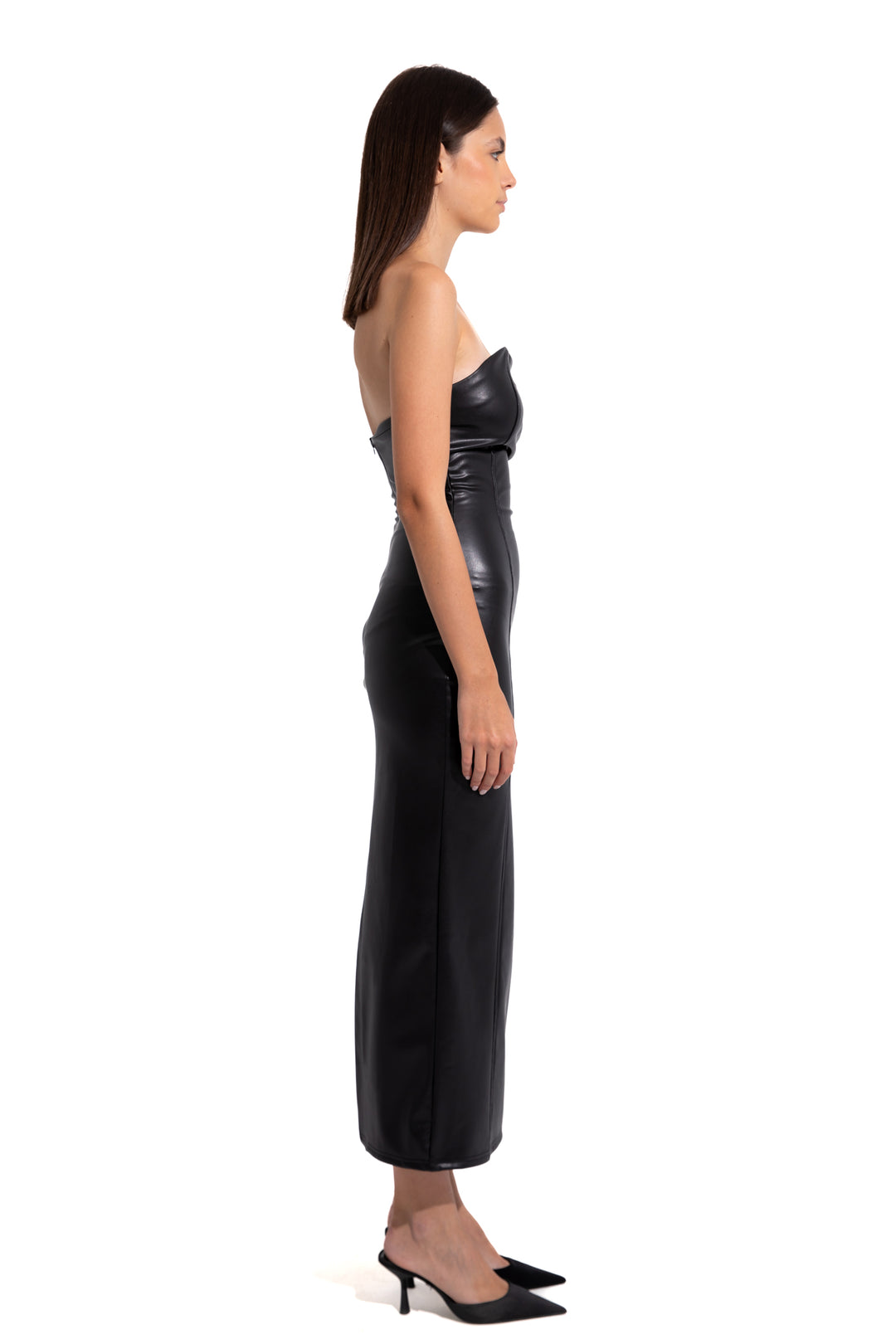 LEATHER MIDI DRESS