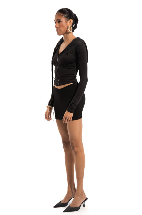 ZIP-UP HOODIE IN BLACK