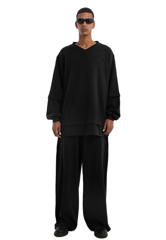 DOUBLE SLEEVE SWEATER IN BLACK