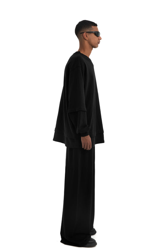 DOUBLE SLEEVE SWEATER IN BLACK