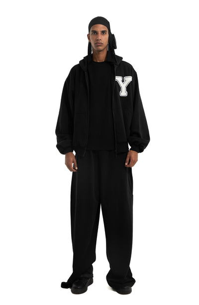 OVERSIZED SWEATS WITH MONOGRAM EMBROIDERY IN BLACK