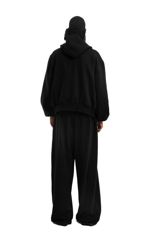 OVERSIZED SWEATS WITH MONOGRAM EMBROIDERY IN BLACK