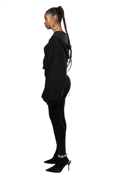 TIGHT WAIST ZIP-UP HOODIE