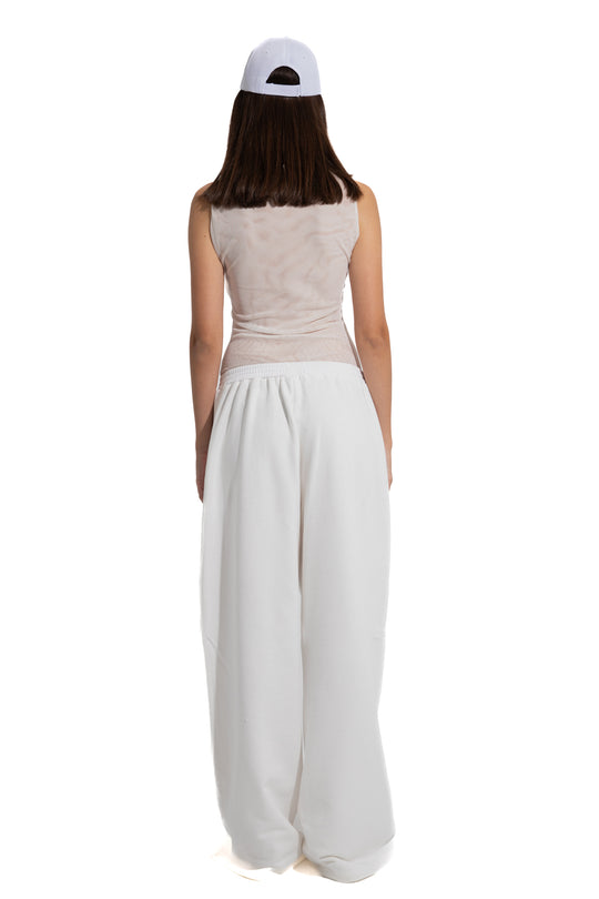 OVERSIZED SWEATS WITH MONOGRAM EMBROIDERY IN WHITE