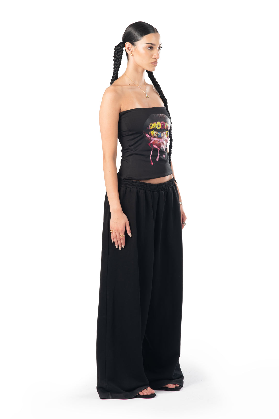 YMREE GRILLZ STRAPLESS TOP BLACK