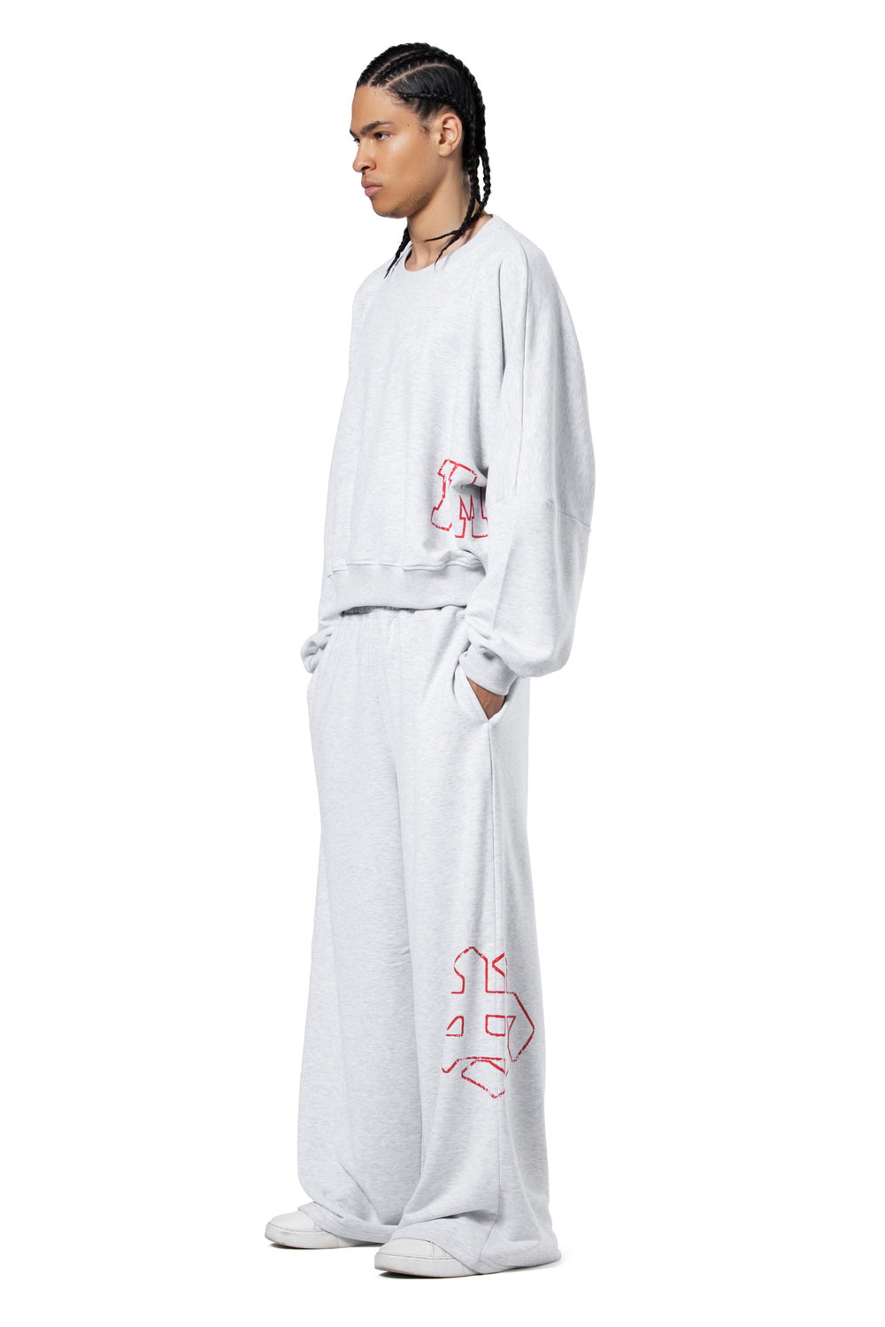 MONOGRAM GREY BAGGY SWEATPANTS