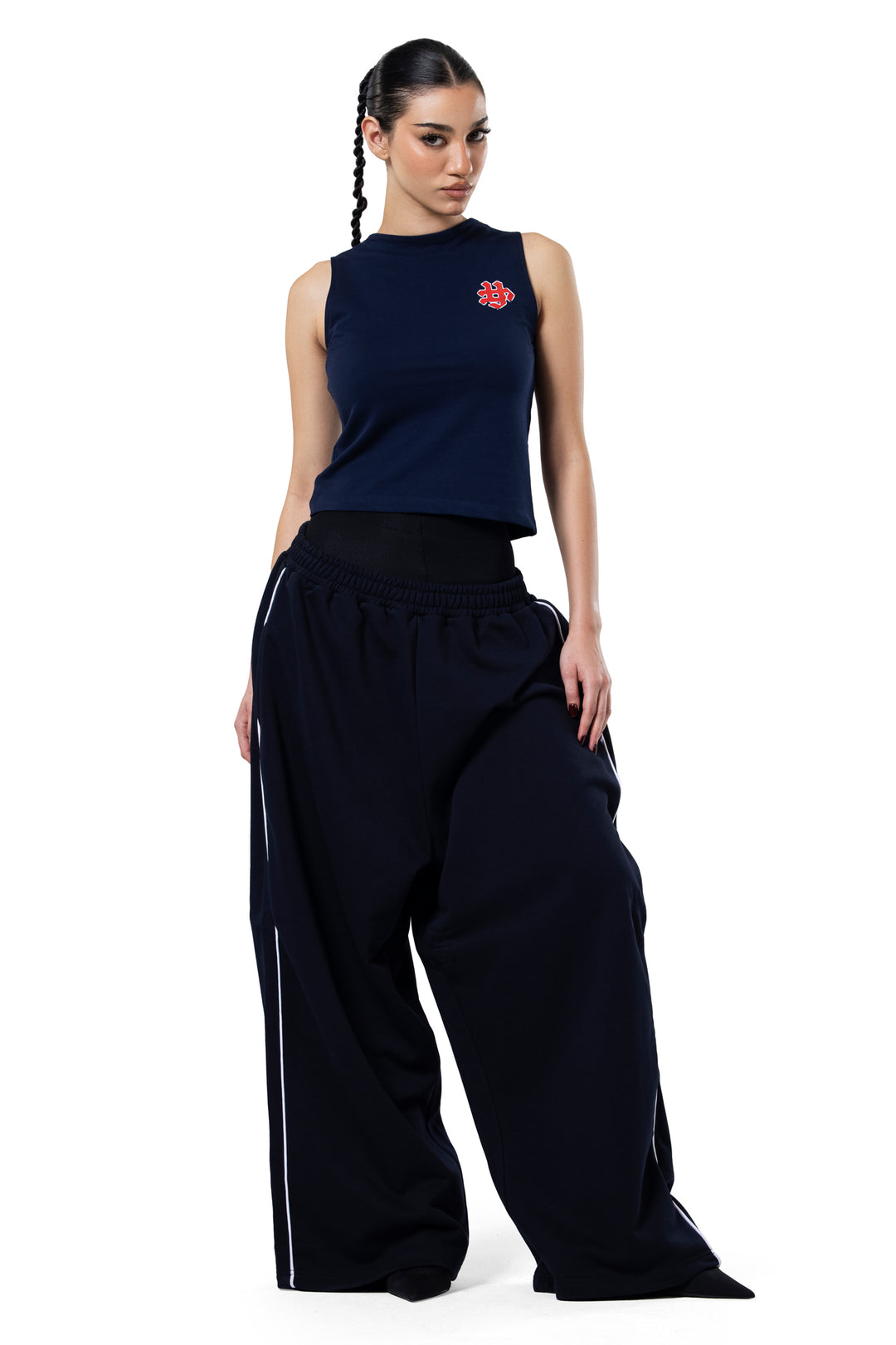 YMREE PRINT NAVY SWEATS