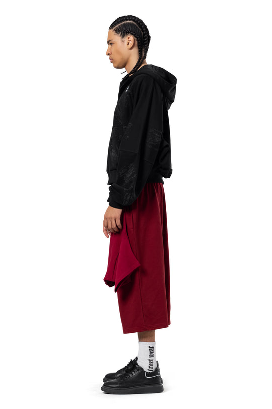 BURGUNDY MONOGRAM TSHIRT SHORTS