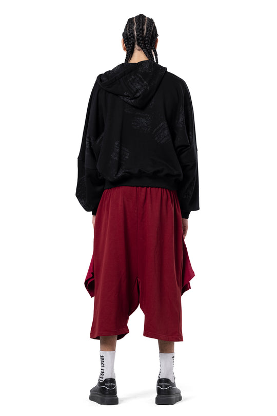 BURGUNDY MONOGRAM TSHIRT SHORTS