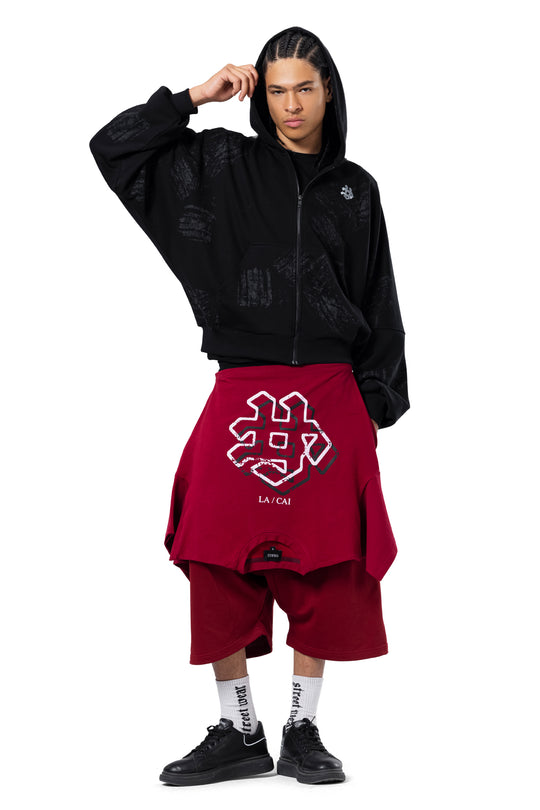 BURGUNDY MONOGRAM TSHIRT SHORTS