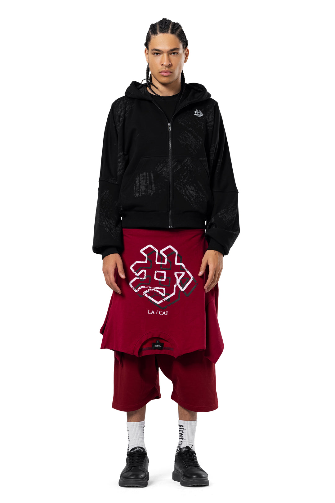 BURGUNDY MONOGRAM TSHIRT SHORTS