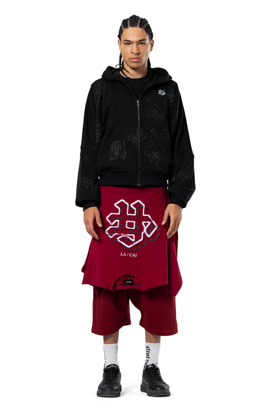 BURGUNDY MONOGRAM TSHIRT SHORTS
