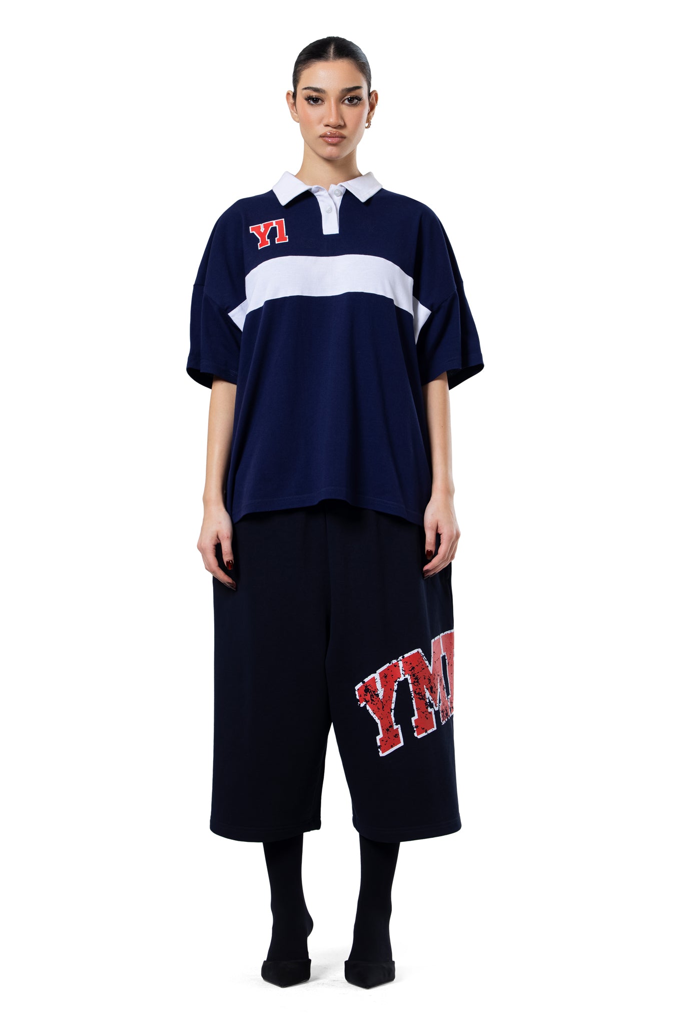 Y1 NAVY OVERSIZED POLO