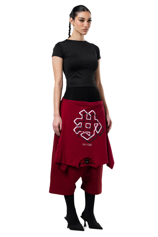 BURGUNDY MONOGRAM TSHIRT SHORTS