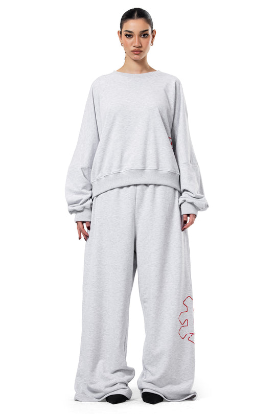 MONOGRAM GREY BAGGY SWEATPANTS