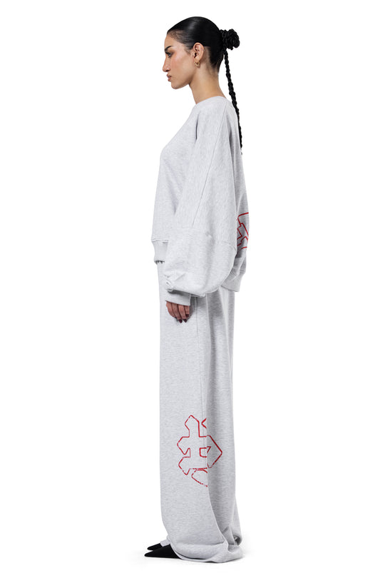MONOGRAM GREY BAGGY SWEATPANTS